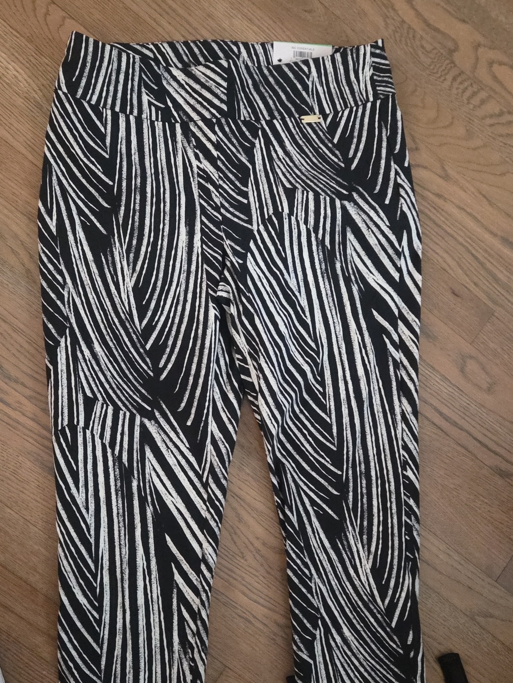 Kids Black and White Patterned Stretch Pants